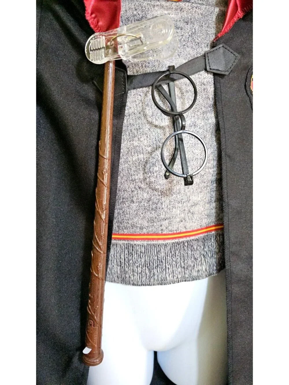 Harry Potter Cloak Robe Costume Boys 10-12 Shirt Hooded Wand Glasses Gryffindor